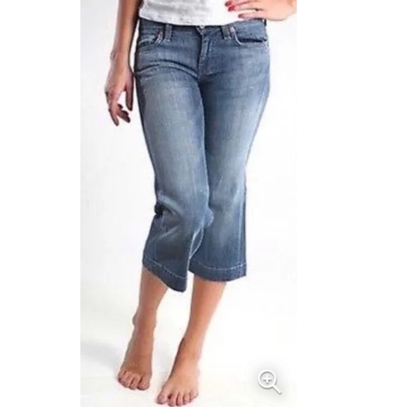 7 FOR ALL MANKIND Dojo Crop Jeans Size 29 Blue Jean Capris L23 - Picture 10 of 10
